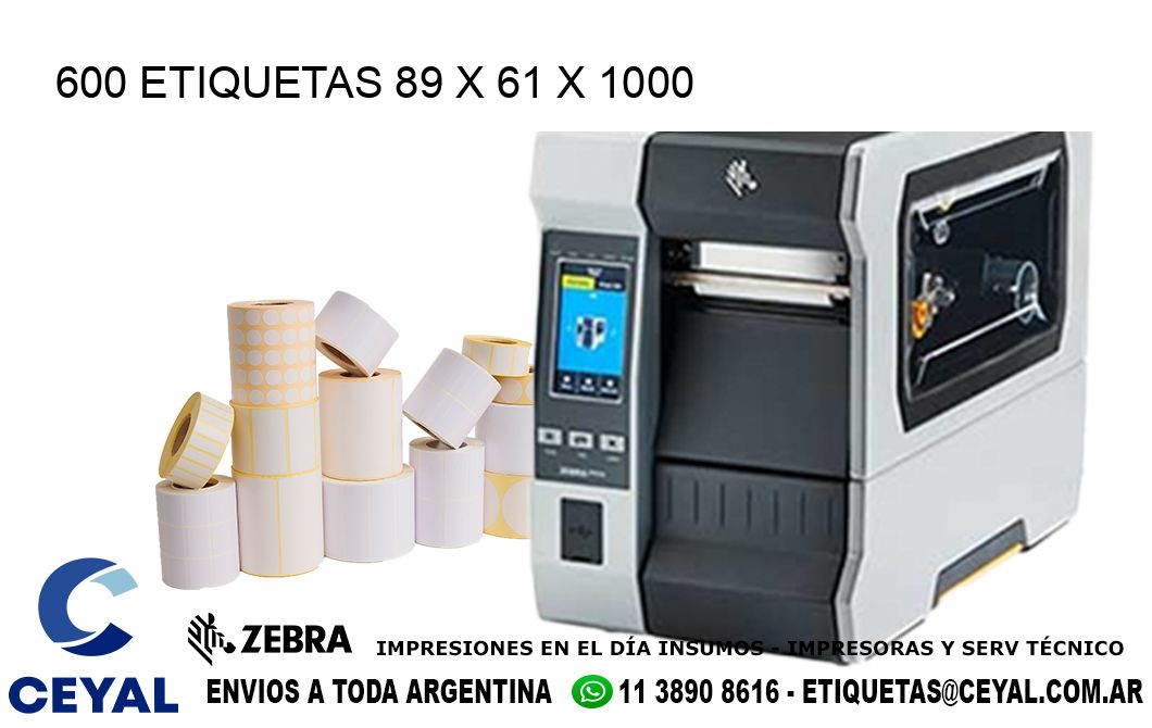 600 ETIQUETAS 89 x 61 x 1000