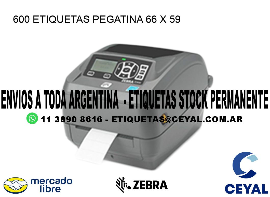 600 ETIQUETAS PEGATINA 66 x 59