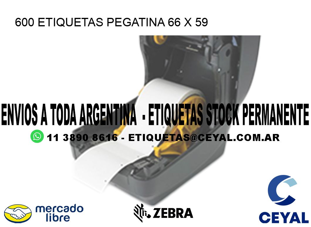 600 ETIQUETAS PEGATINA 66 x 59