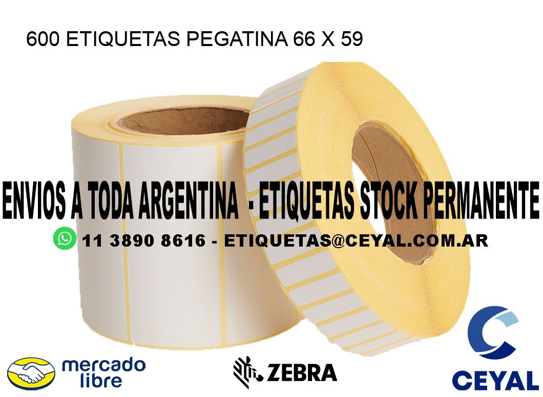 600 ETIQUETAS PEGATINA 66 x 59