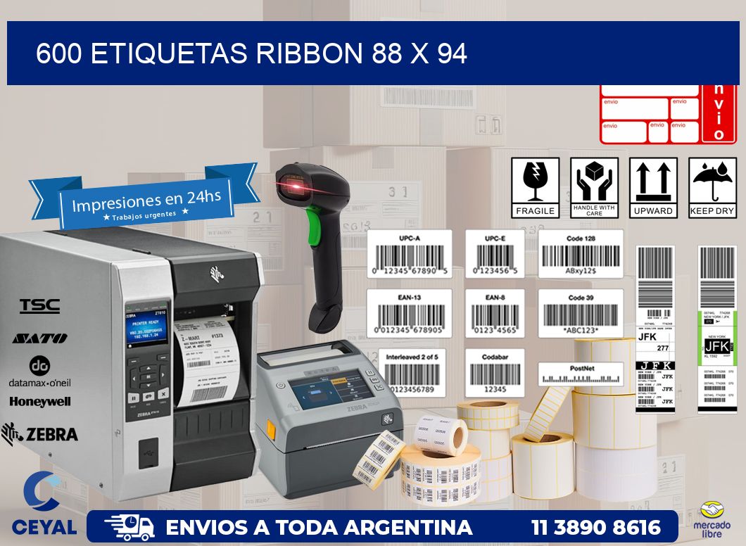 600 ETIQUETAS RIBBON 88 x 94