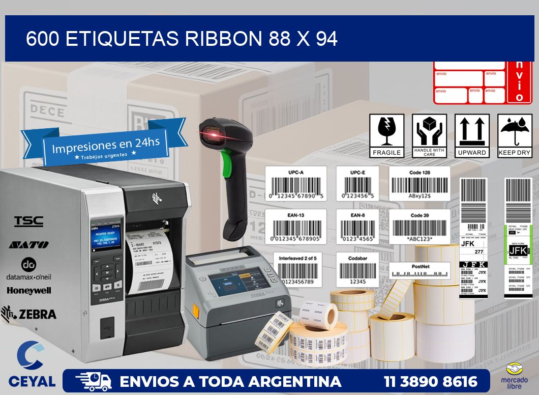 600 ETIQUETAS RIBBON 88 x 94
