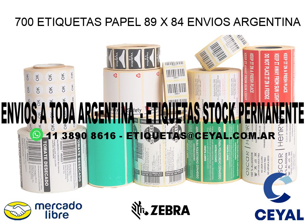 700 ETIQUETAS PAPEL 89 x 84 ENVIOS ARGENTINA