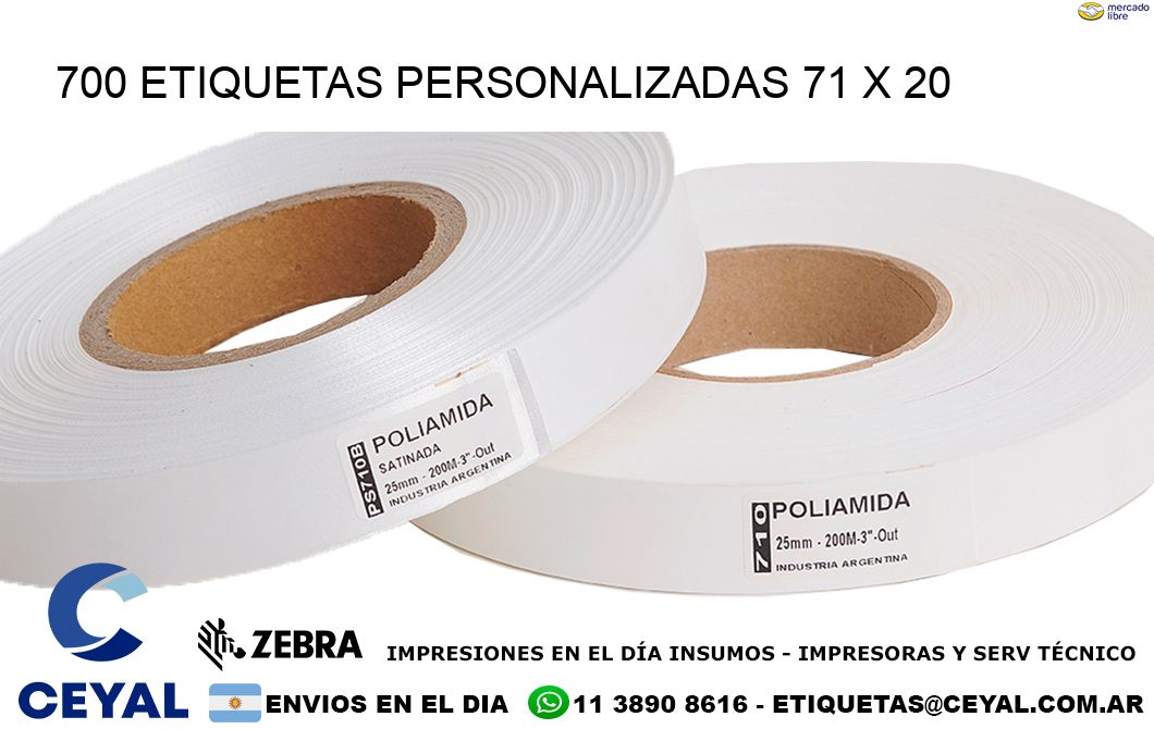 700 ETIQUETAS PERSONALIZADAS 71 x 20