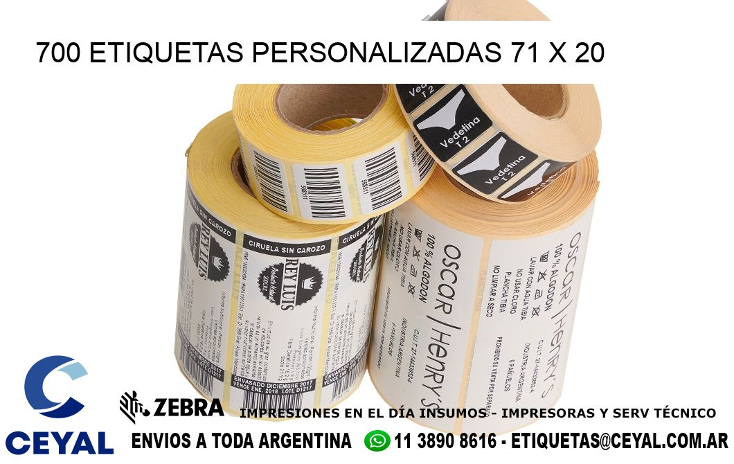 700 ETIQUETAS PERSONALIZADAS 71 x 20
