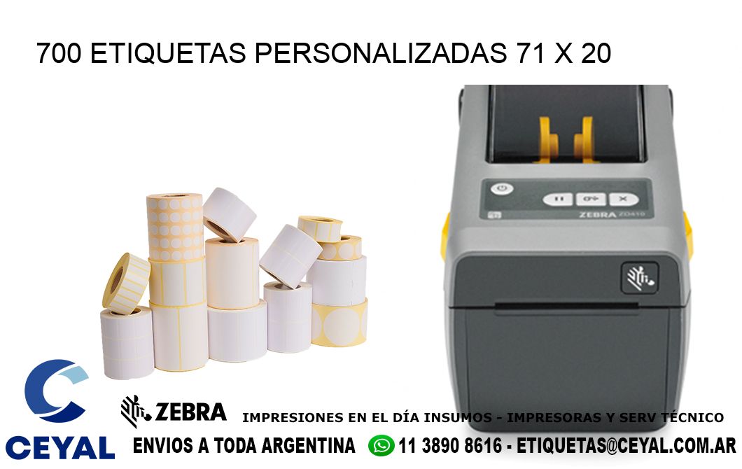 700 ETIQUETAS PERSONALIZADAS 71 x 20