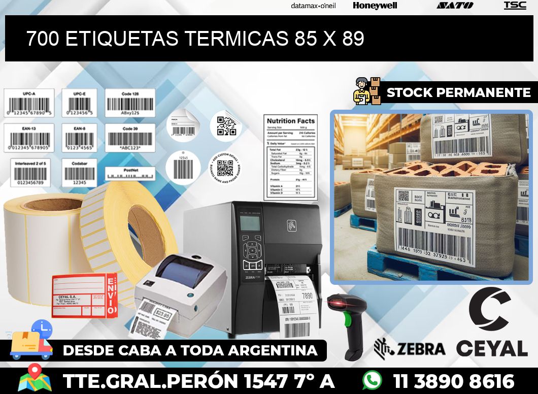 700 ETIQUETAS TERMICAS 85 x 89