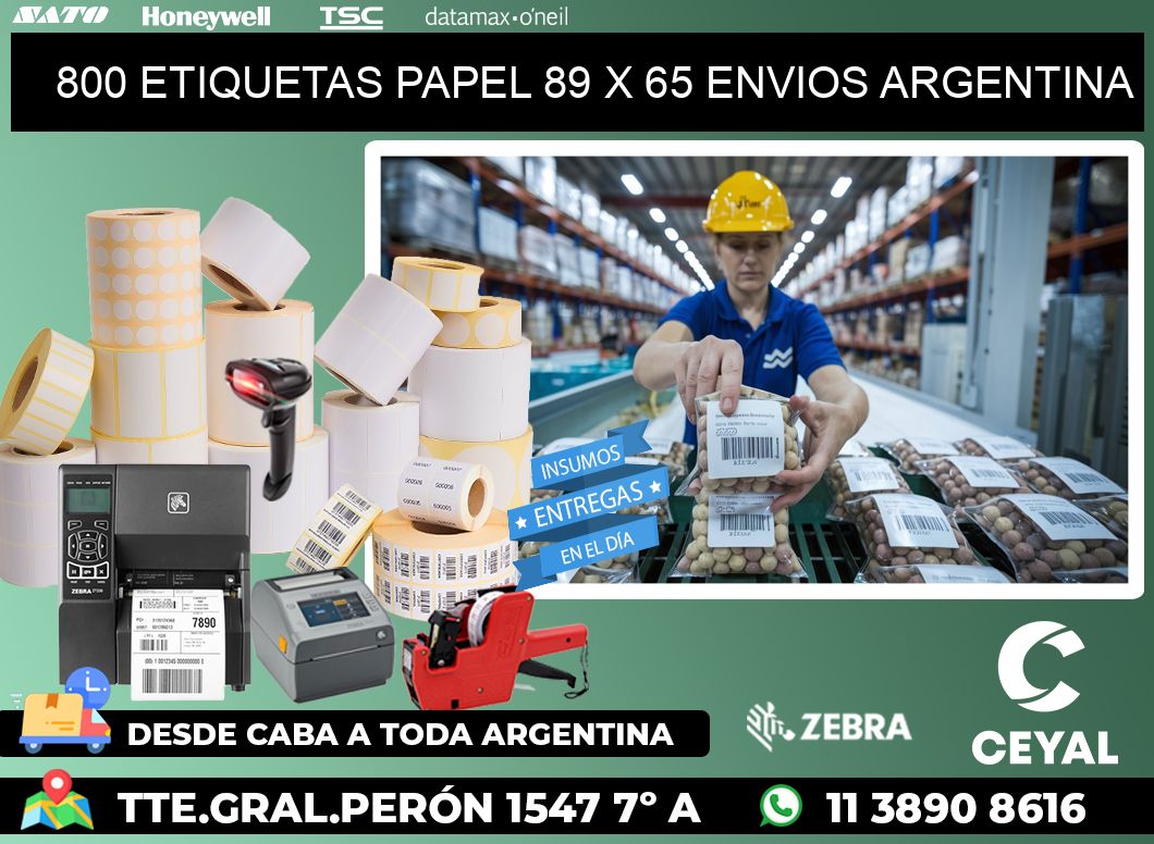 800 ETIQUETAS PAPEL 89 x 65 ENVIOS ARGENTINA