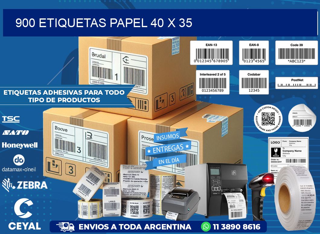 900 ETIQUETAS PAPEL 40 x 35