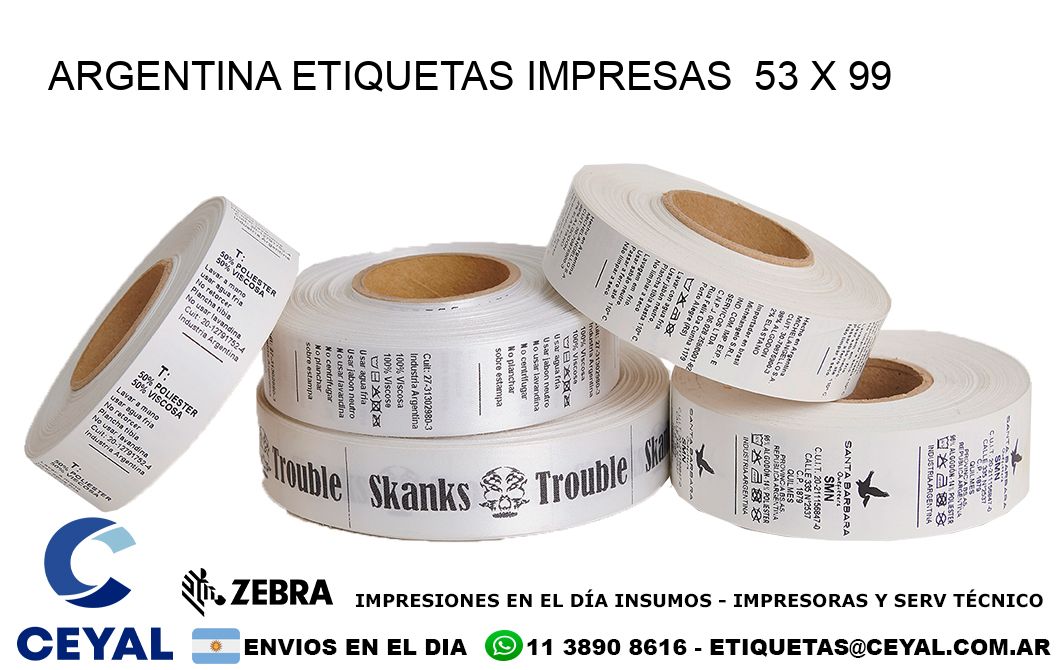 ARGENTINA ETIQUETAS IMPRESAS  53 x 99
