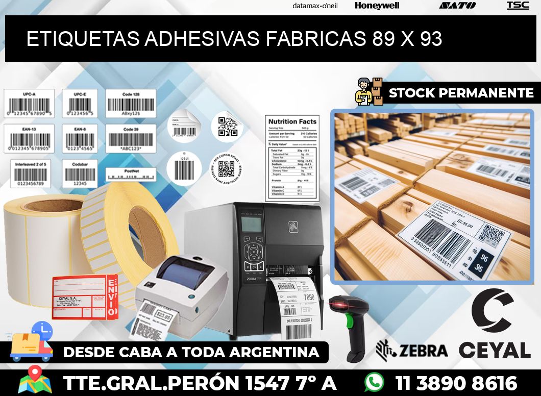 ETIQUETAS ADHESIVAS FABRICAS 89 x 93