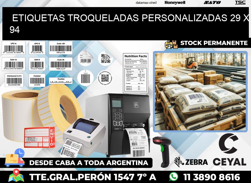 ETIQUETAS TROQUELADAS PERSONALIZADAS 29 x 94