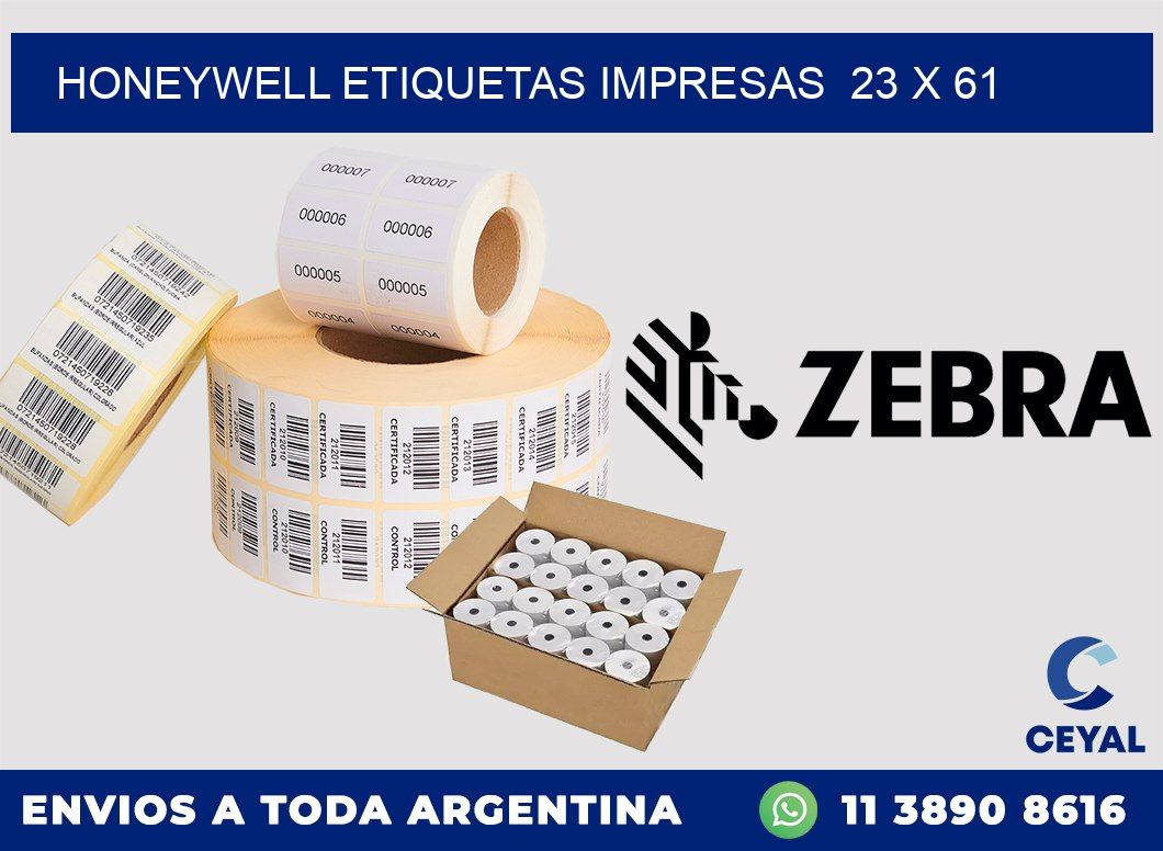 HONEYWELL ETIQUETAS IMPRESAS  23 x 61