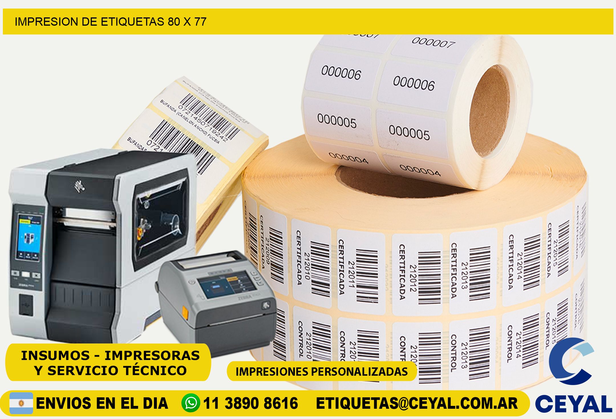 IMPRESION DE ETIQUETAS 80 x 77