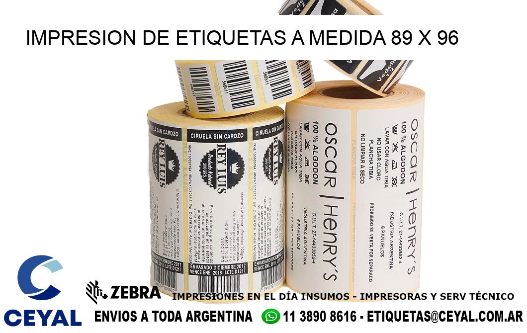 IMPRESION DE ETIQUETAS A MEDIDA 89 x 96