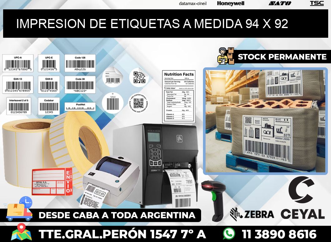 IMPRESION DE ETIQUETAS A MEDIDA 94 x 92