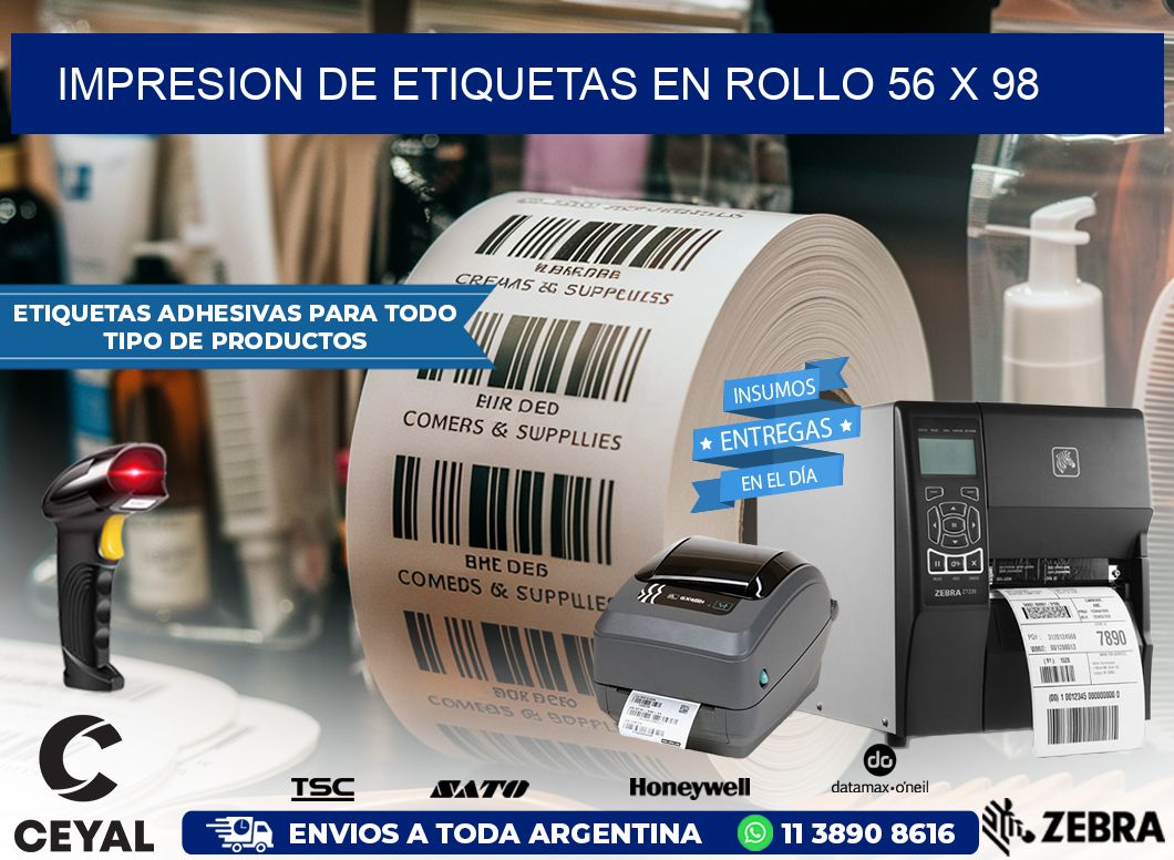 IMPRESION DE ETIQUETAS EN ROLLO 56 x 98