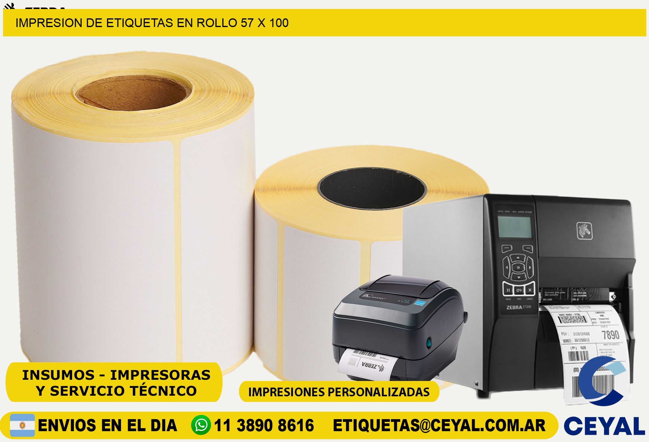 IMPRESION DE ETIQUETAS EN ROLLO 57 x 100
