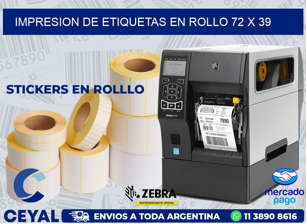 IMPRESION DE ETIQUETAS EN ROLLO 72 x 39