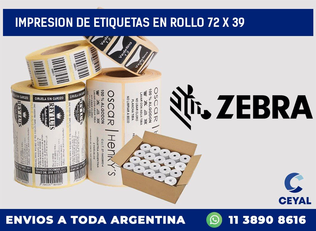 IMPRESION DE ETIQUETAS EN ROLLO 72 x 39
