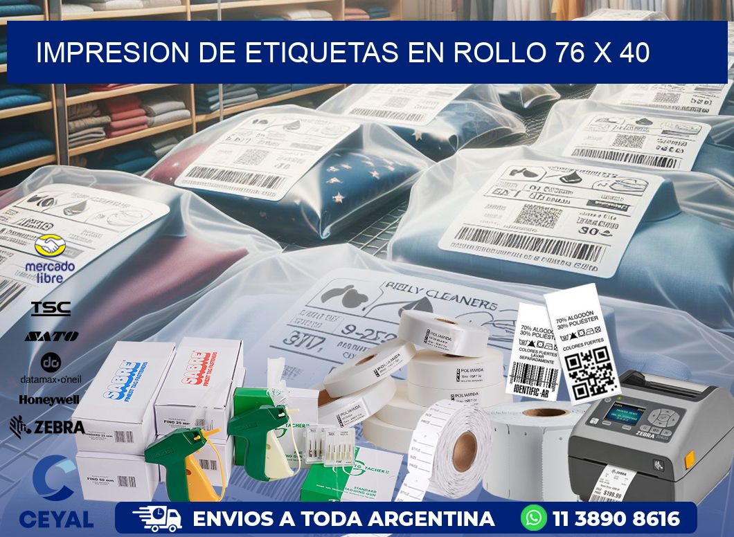 IMPRESION DE ETIQUETAS EN ROLLO 76 x 40