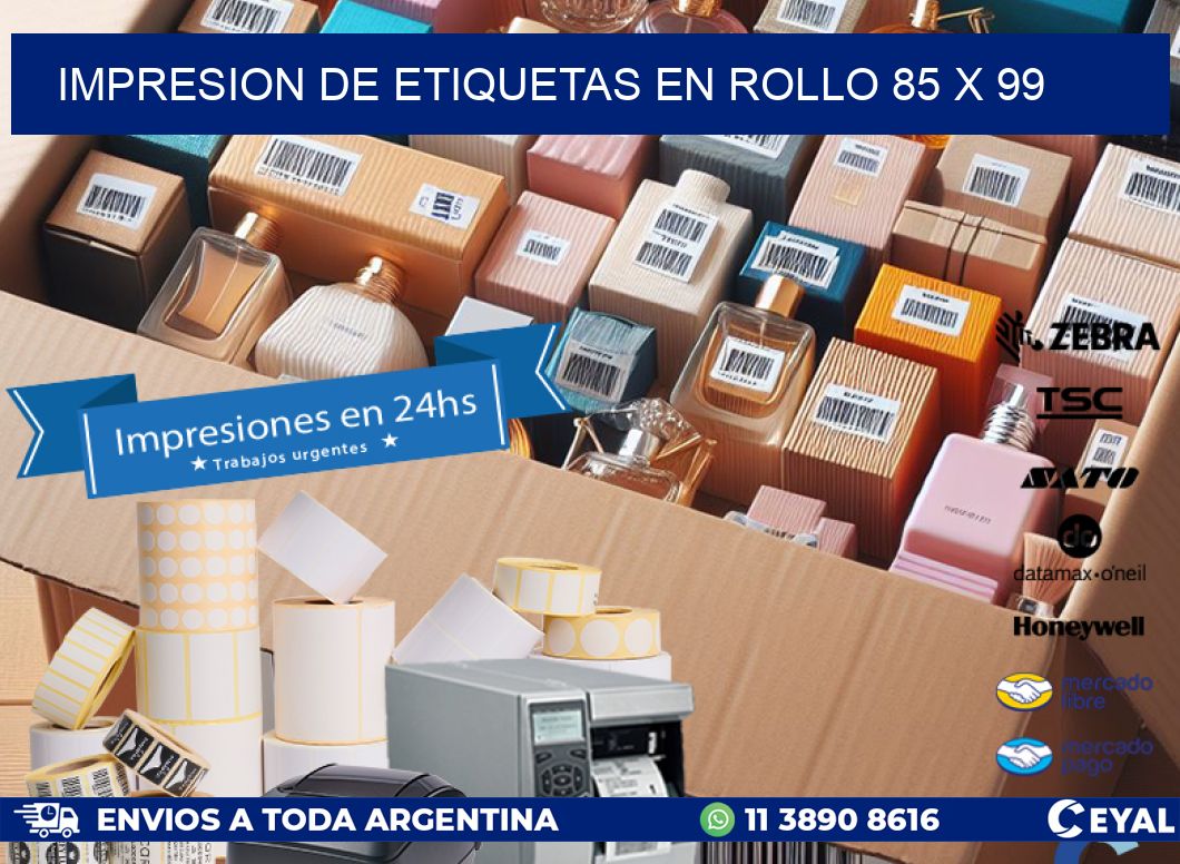 IMPRESION DE ETIQUETAS EN ROLLO 85 x 99