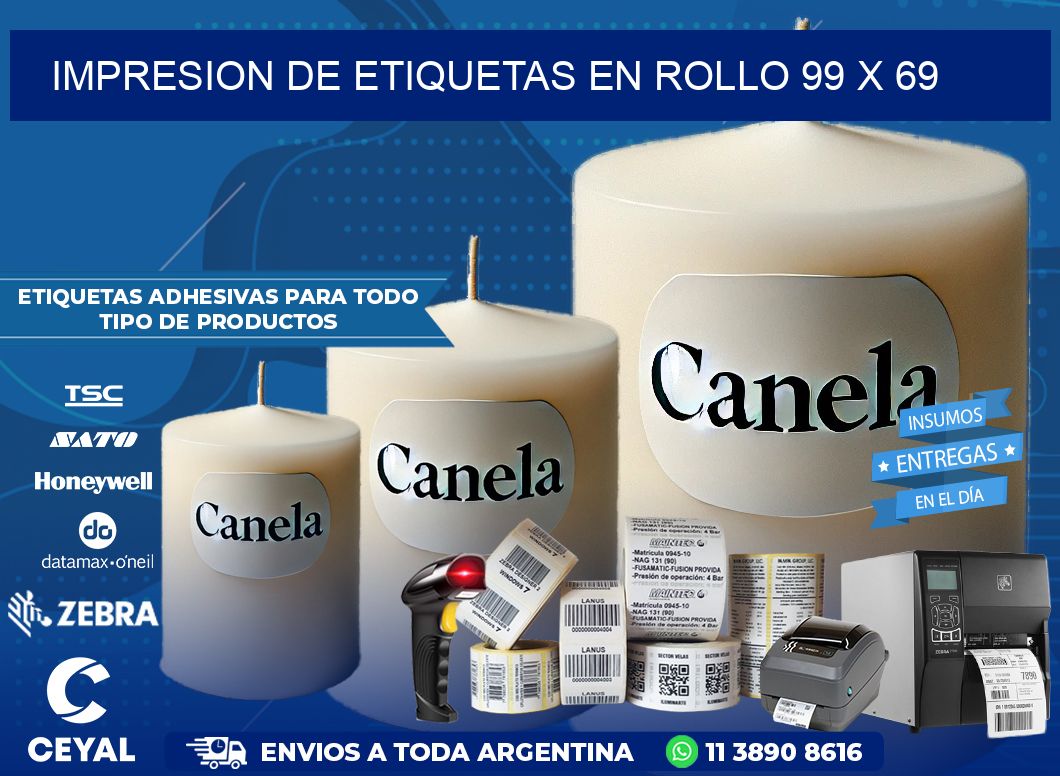 IMPRESION DE ETIQUETAS EN ROLLO 99 x 69