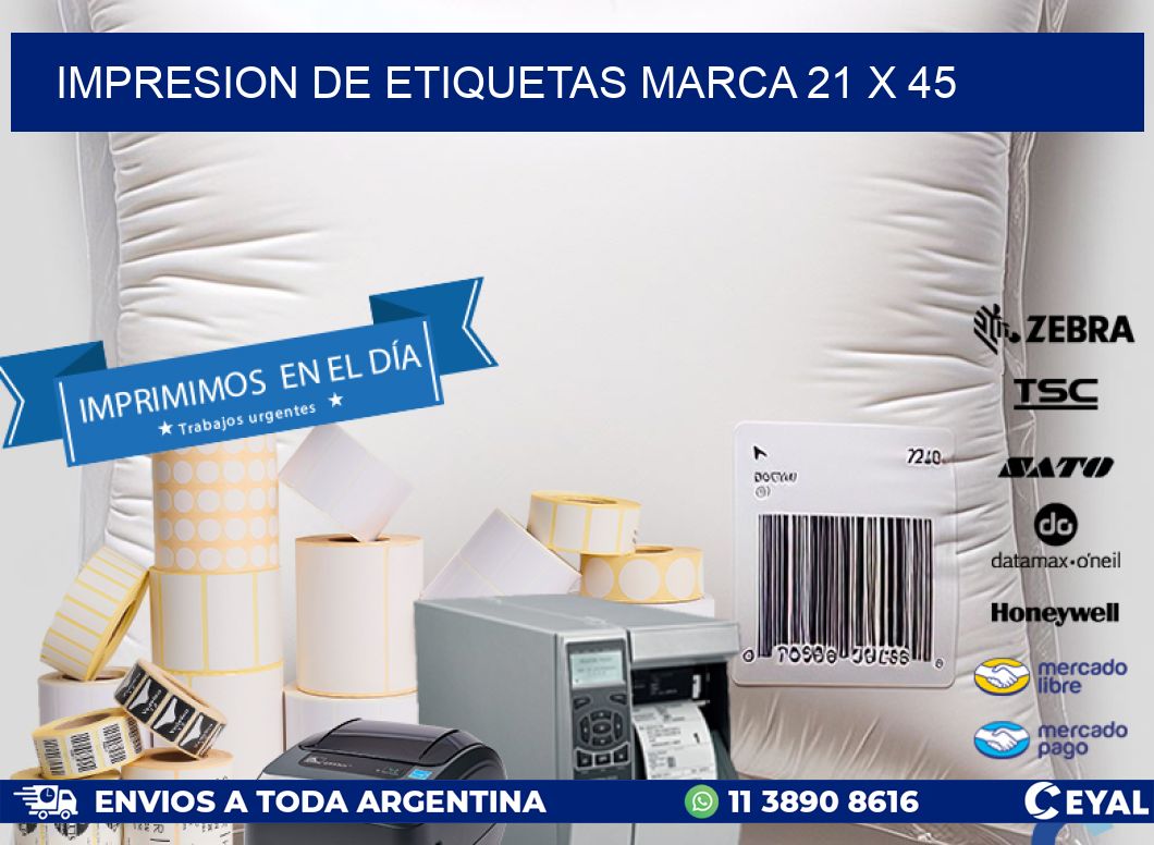 IMPRESION DE ETIQUETAS MARCA 21 x 45