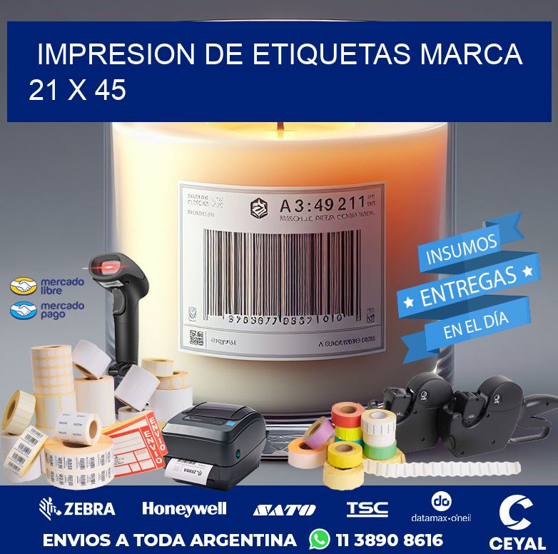 IMPRESION DE ETIQUETAS MARCA 21 x 45