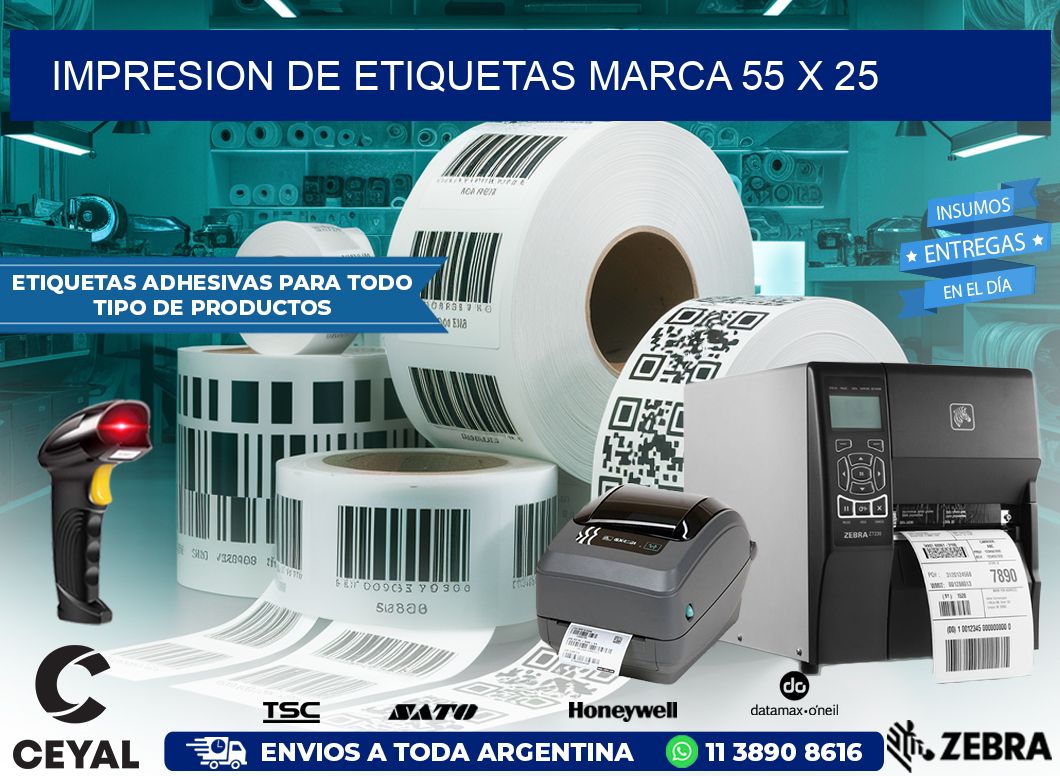 IMPRESION DE ETIQUETAS MARCA 55 x 25