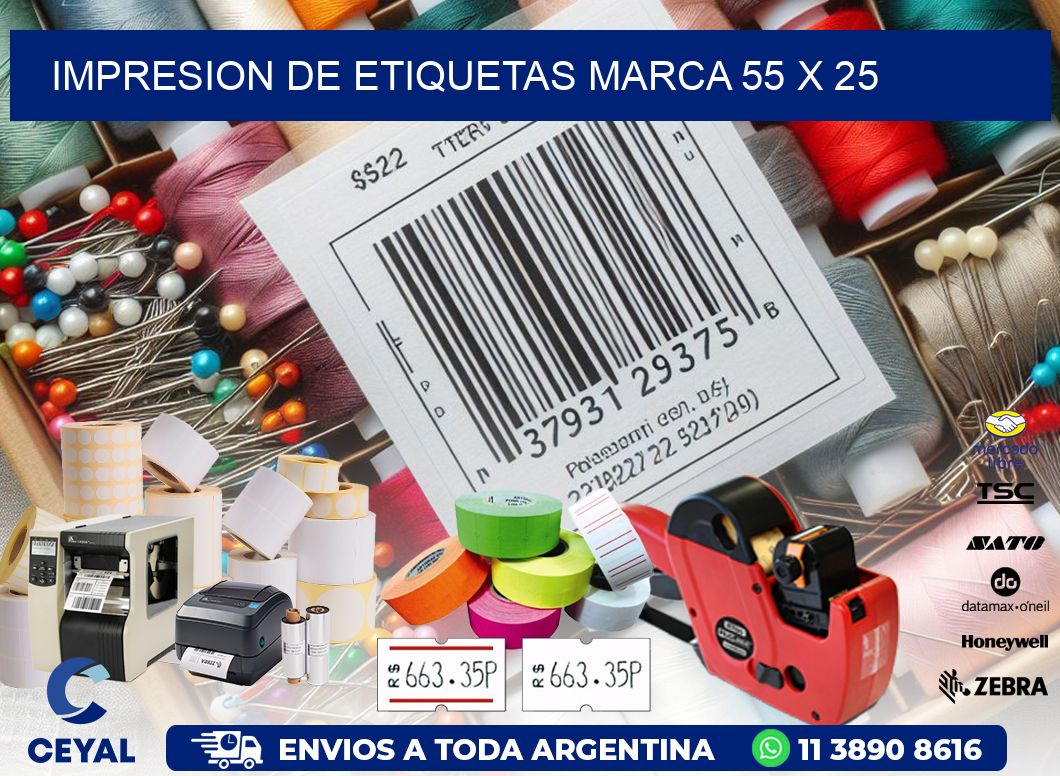 IMPRESION DE ETIQUETAS MARCA 55 x 25
