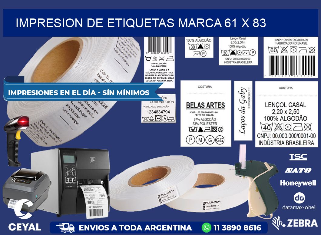 IMPRESION DE ETIQUETAS MARCA 61 x 83