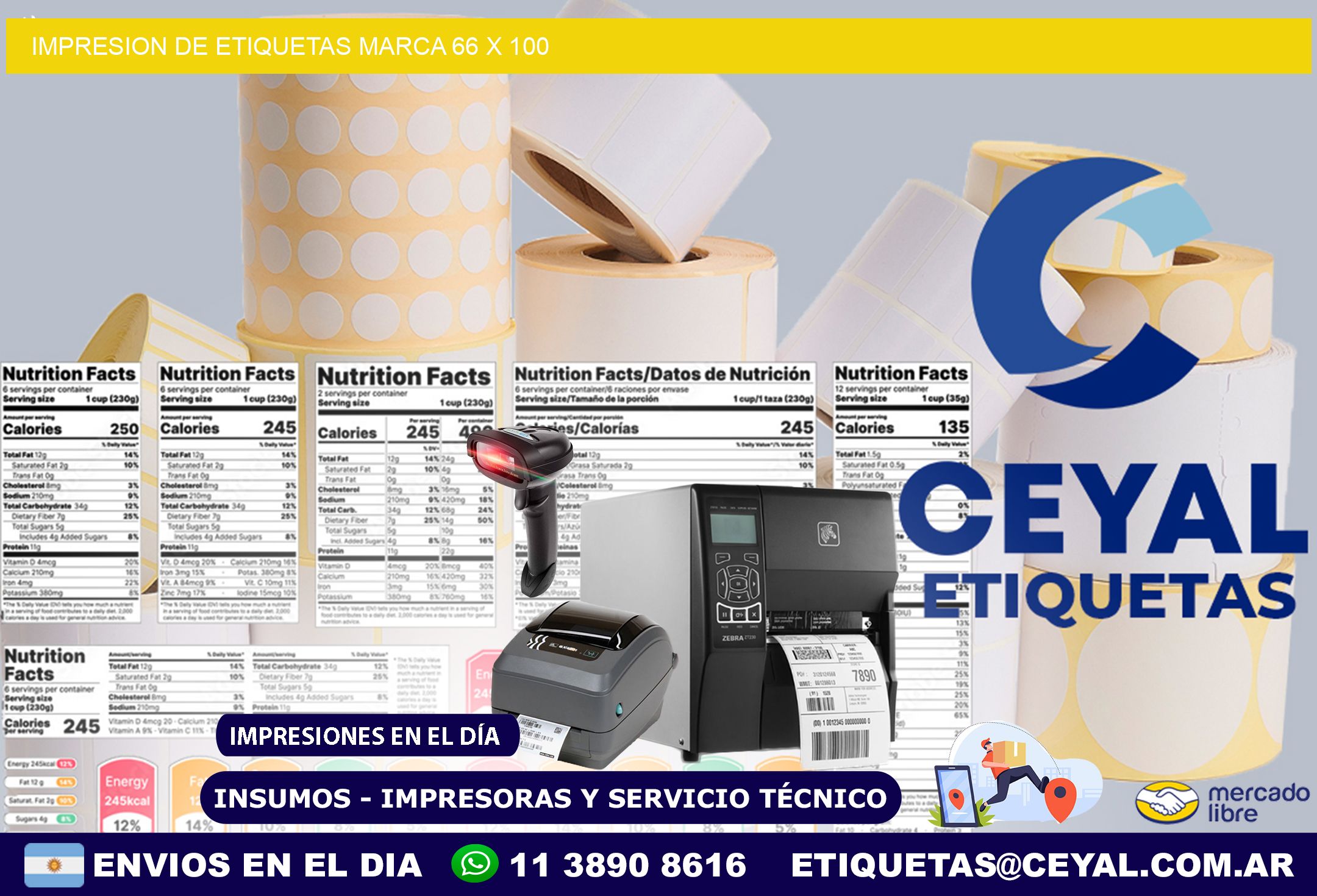 IMPRESION DE ETIQUETAS MARCA 66 x 100