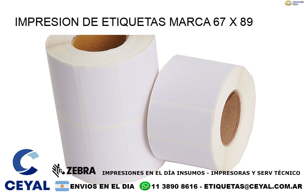 IMPRESION DE ETIQUETAS MARCA 67 x 89