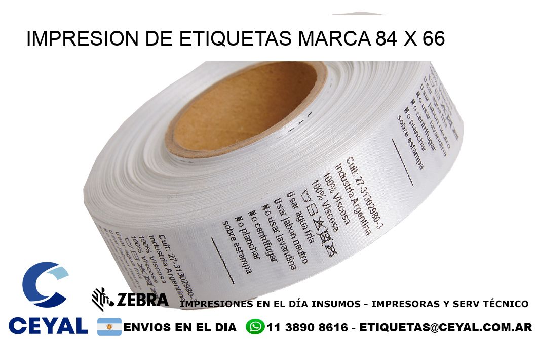 IMPRESION DE ETIQUETAS MARCA 84 x 66