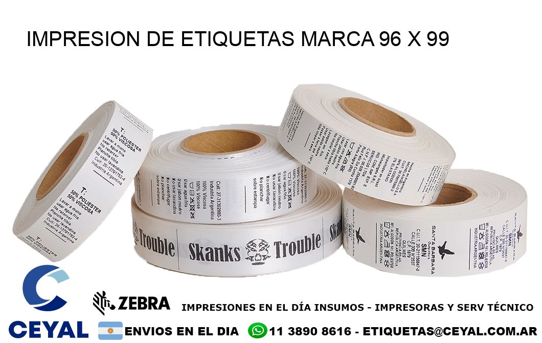 IMPRESION DE ETIQUETAS MARCA 96 x 99