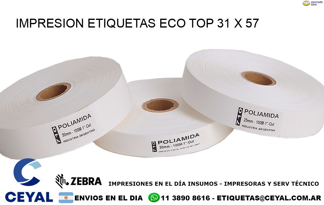 IMPRESION ETIQUETAS ECO TOP 31 x 57