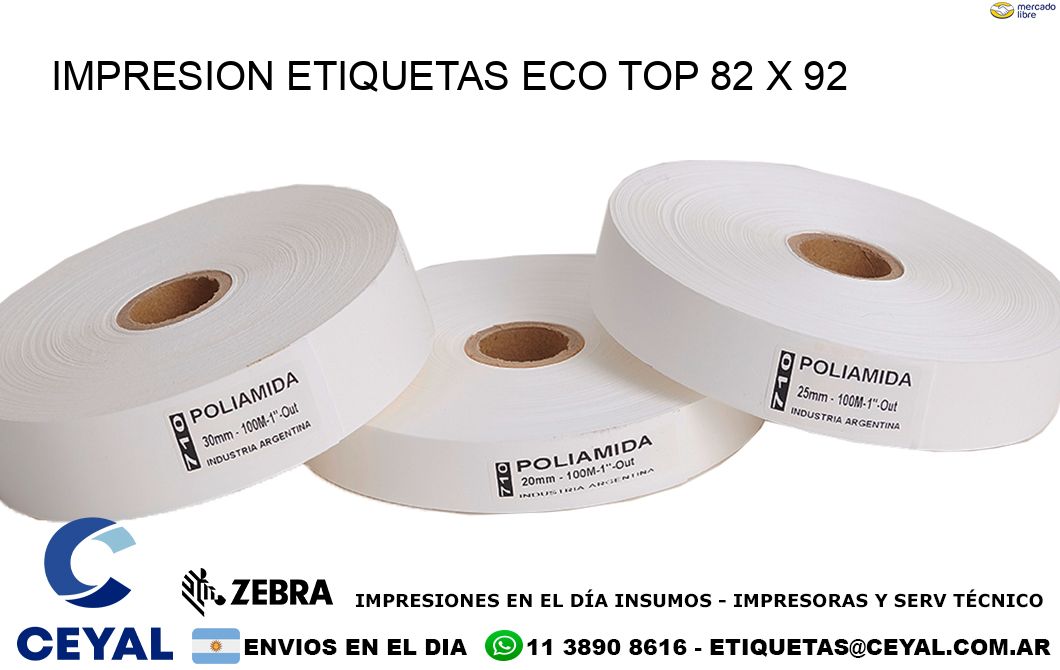 IMPRESION ETIQUETAS ECO TOP 82 x 92