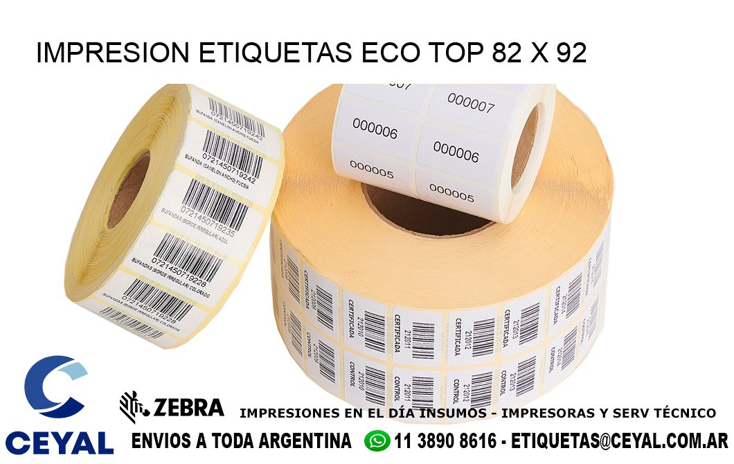 IMPRESION ETIQUETAS ECO TOP 82 x 92