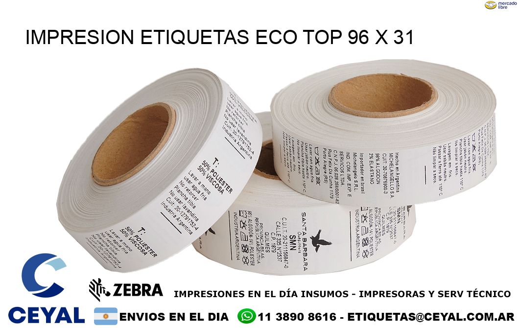 IMPRESION ETIQUETAS ECO TOP 96 x 31