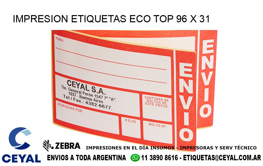 IMPRESION ETIQUETAS ECO TOP 96 x 31