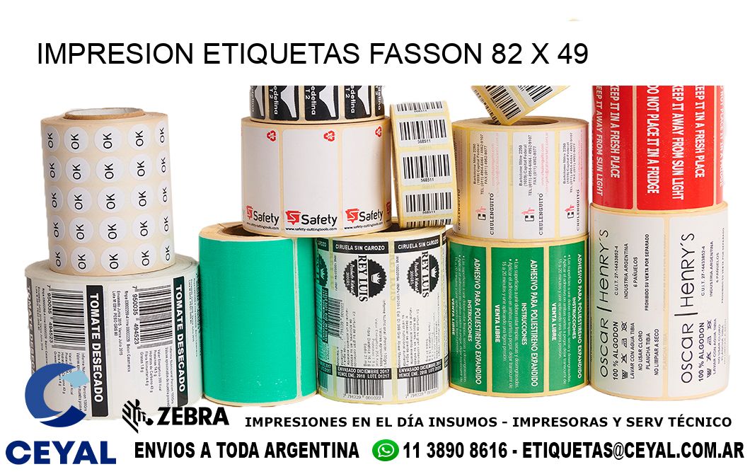 IMPRESION ETIQUETAS FASSON 82 x 49