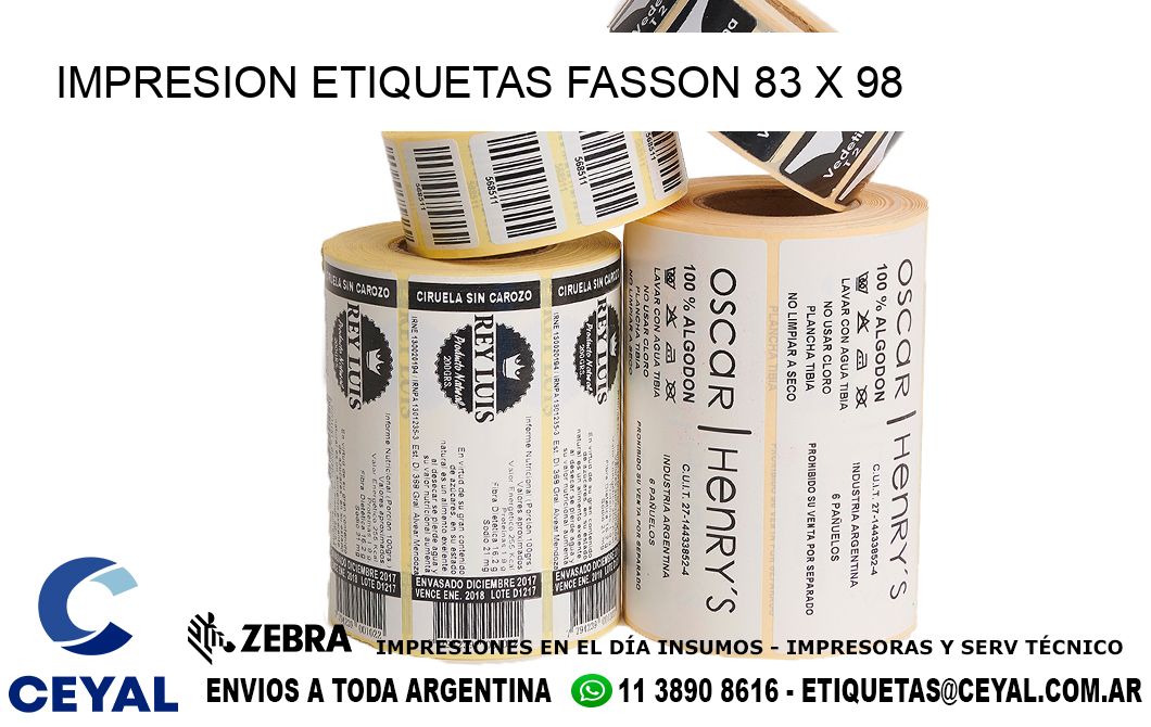 IMPRESION ETIQUETAS FASSON 83 x 98