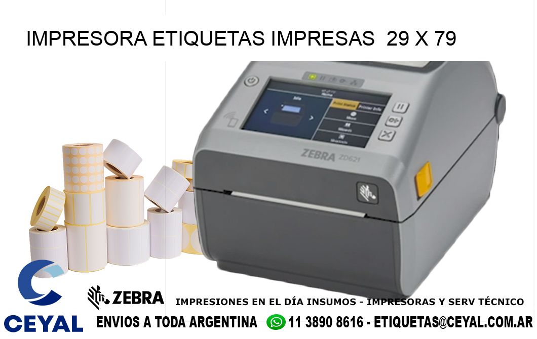 IMPRESORA ETIQUETAS IMPRESAS  29 x 79