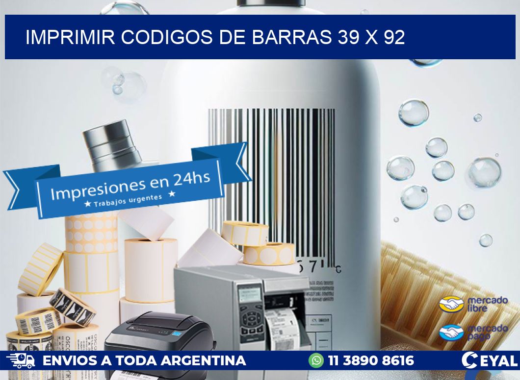 IMPRIMIR CODIGOS DE BARRAS 39 x 92
