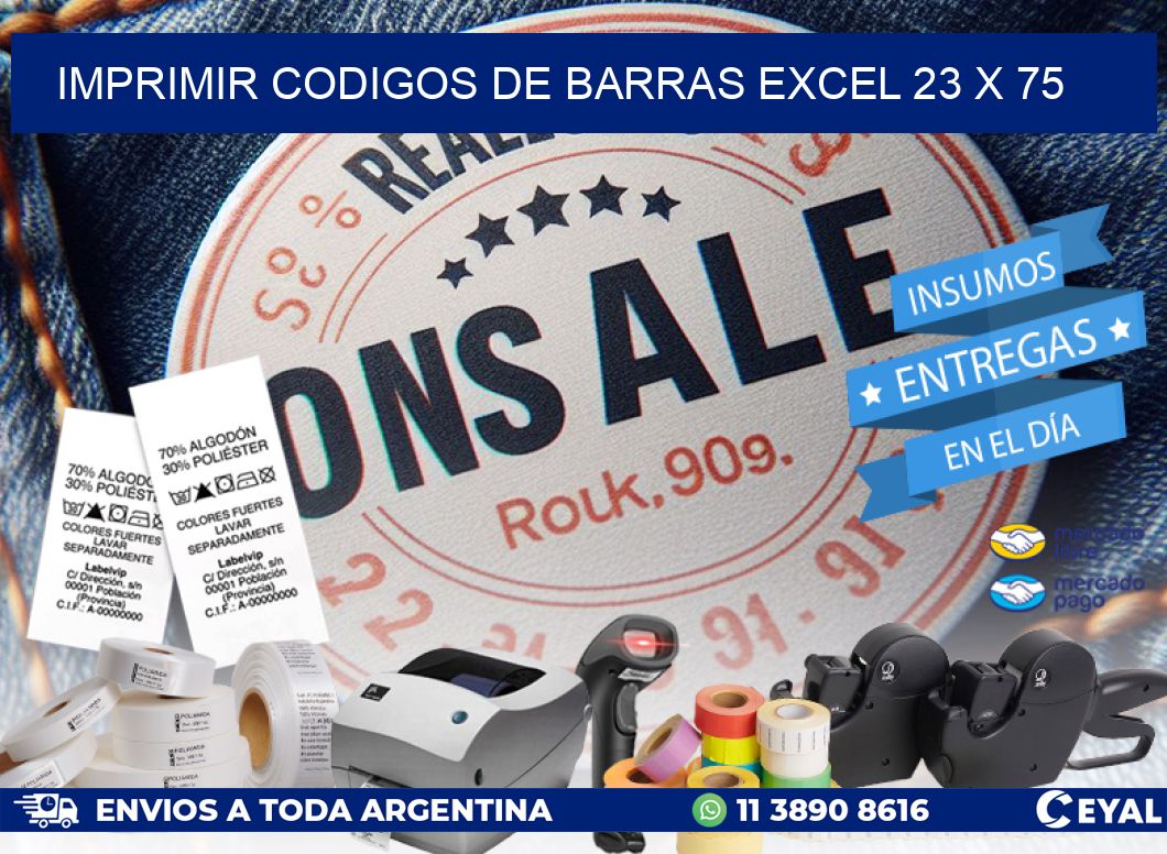 IMPRIMIR CODIGOS DE BARRAS EXCEL 23 x 75