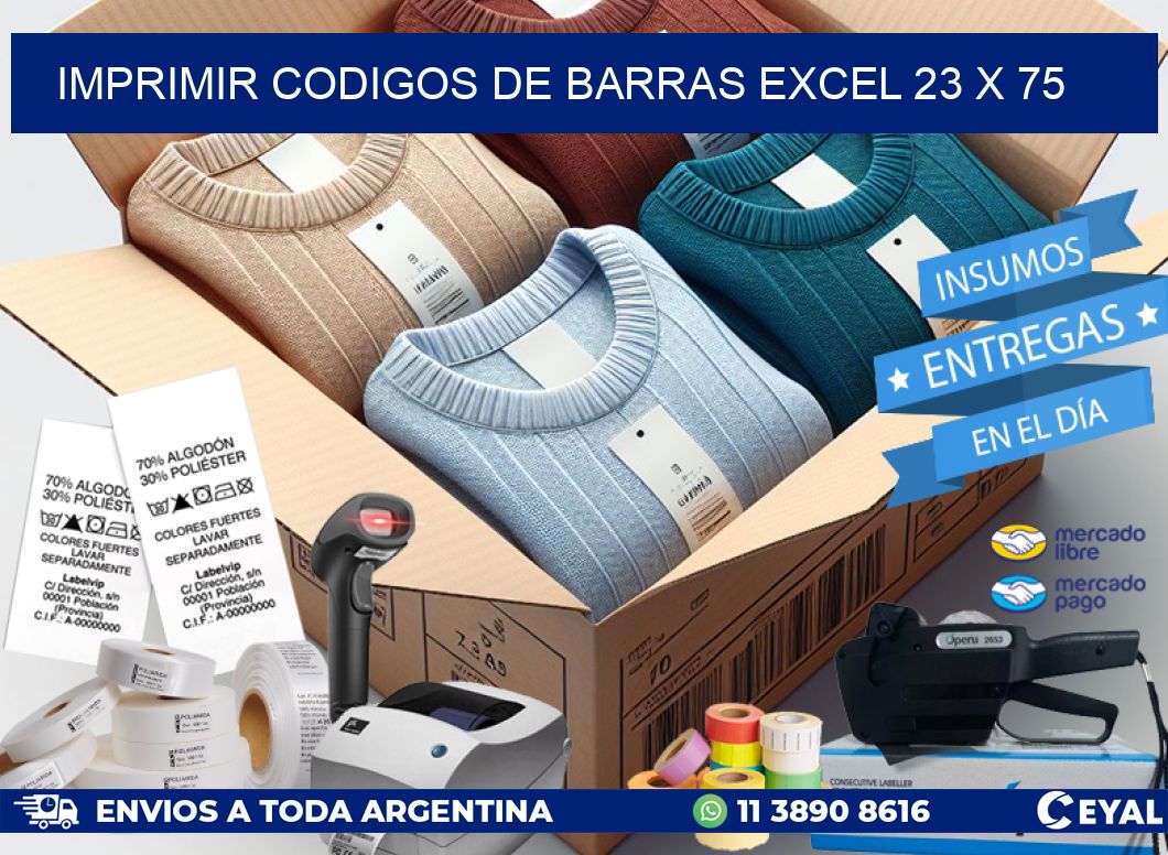 IMPRIMIR CODIGOS DE BARRAS EXCEL 23 x 75