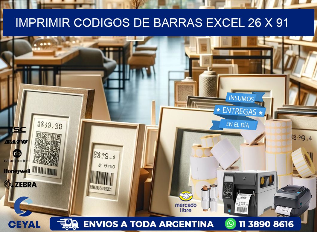 IMPRIMIR CODIGOS DE BARRAS EXCEL 26 x 91