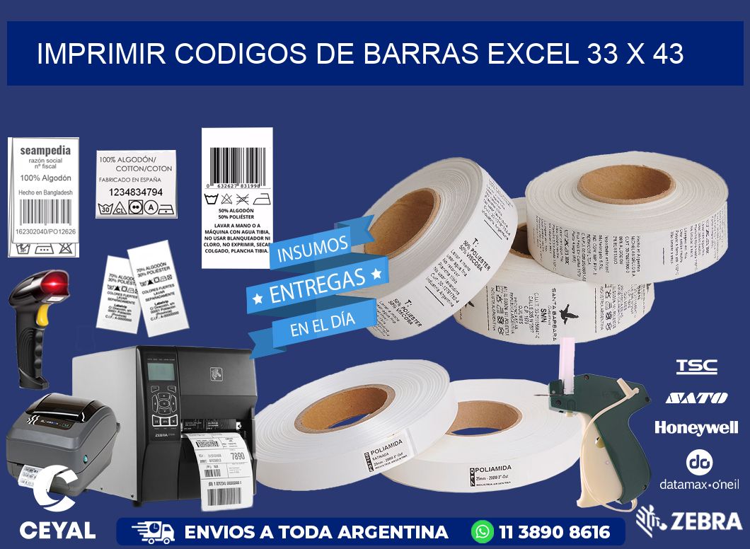 IMPRIMIR CODIGOS DE BARRAS EXCEL 33 x 43