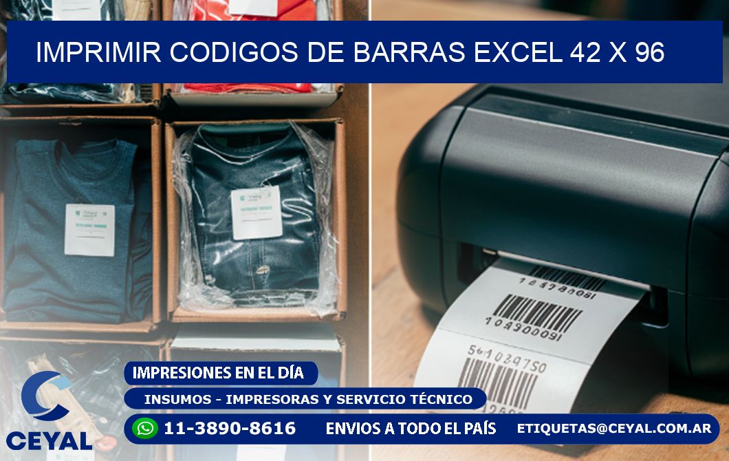 IMPRIMIR CODIGOS DE BARRAS EXCEL 42 x 96